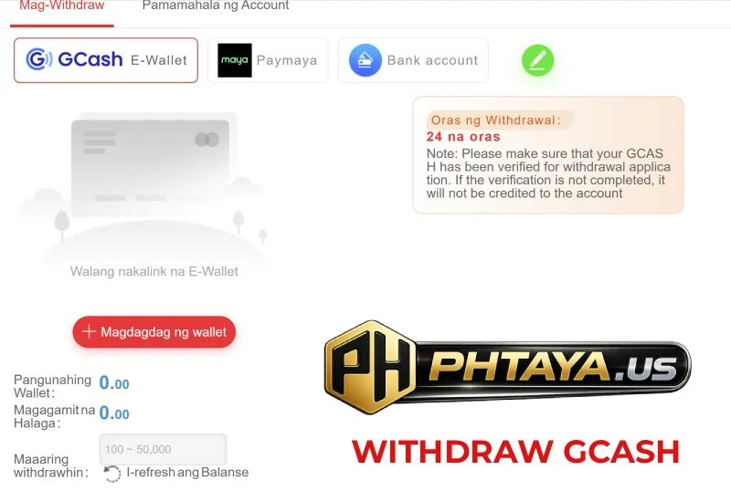 how to withdraw phtaya by gcash